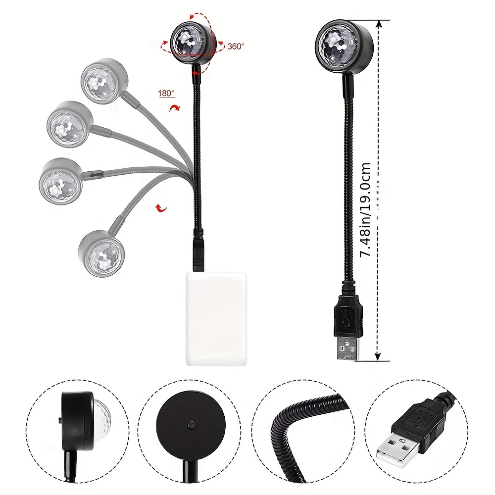 LED Starry Sky Night Light Projector, USB Powered Galaxy Lamp for Car Roof & Room Ceiling Decor