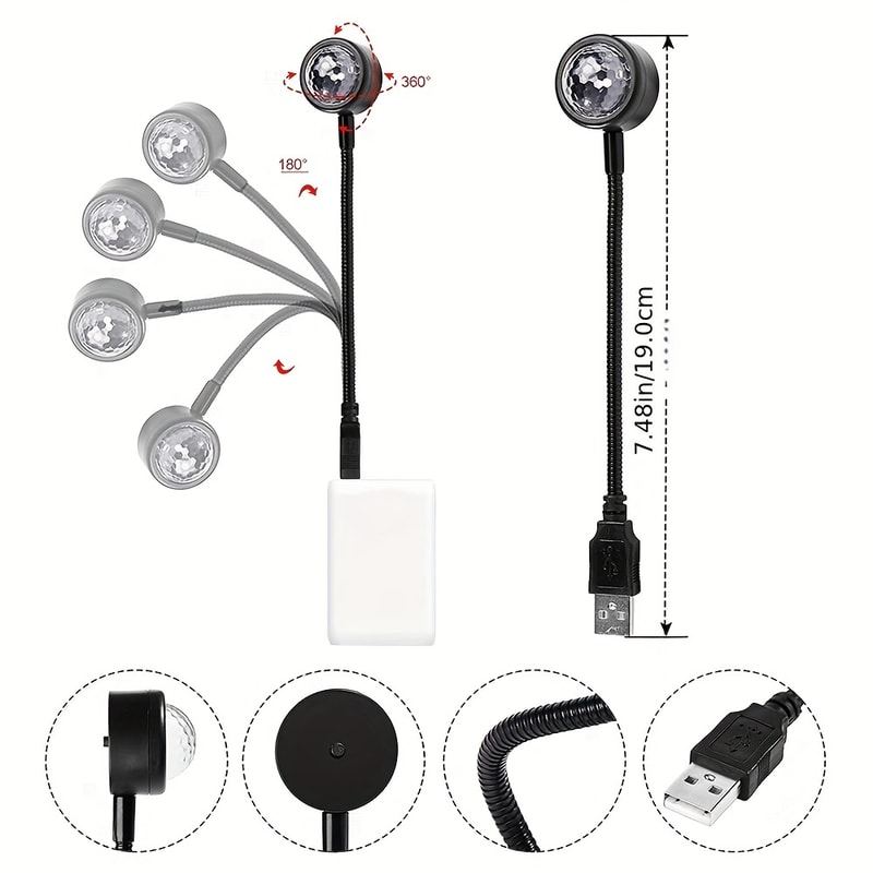 LED Starry Sky Night Light Projector, USB Powered Galaxy Lamp for Car Roof & Room Ceiling Decor