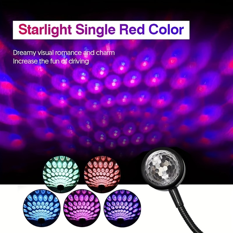 LED Starry Sky Night Light Projector, USB Powered Galaxy Lamp for Car Roof & Room Ceiling Decor