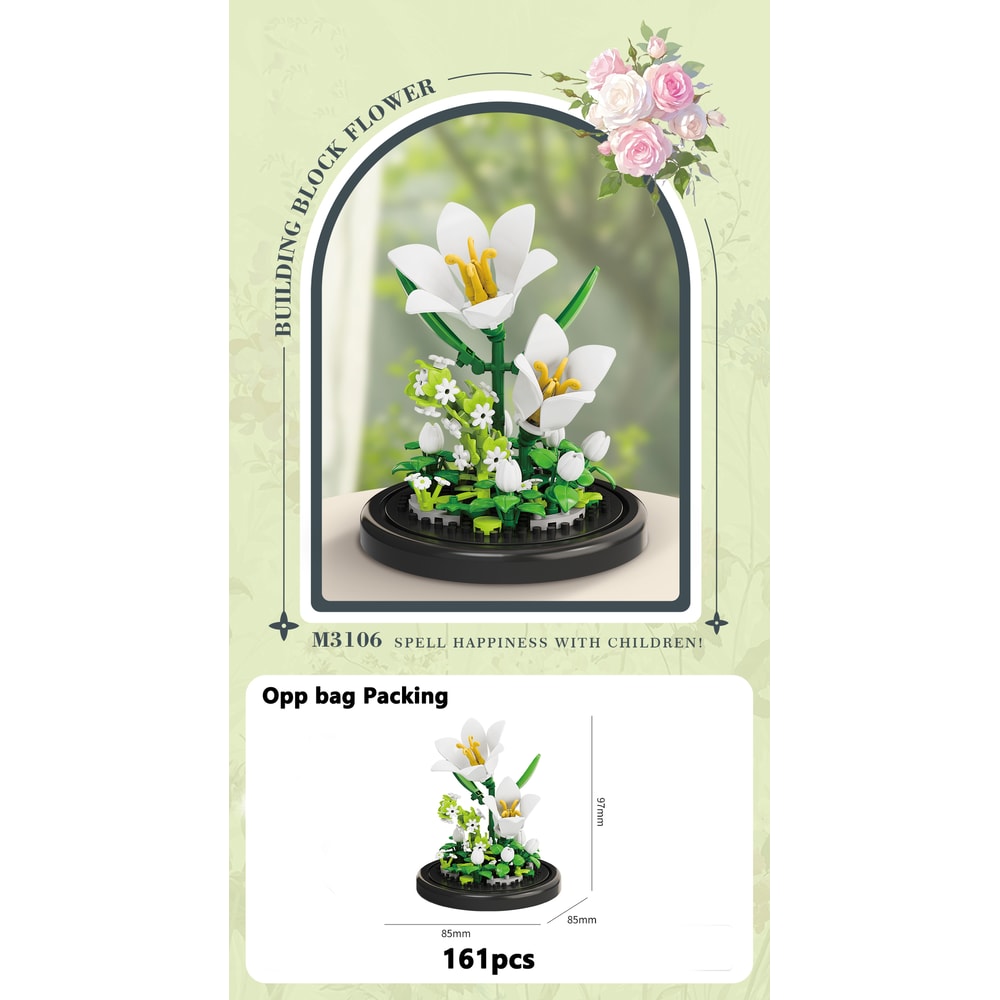 Eternal Flower Bouquet Bonsai Potted Plant Building Blocks Model Creative Puzzle Decoration for Home, Kids, and Gift