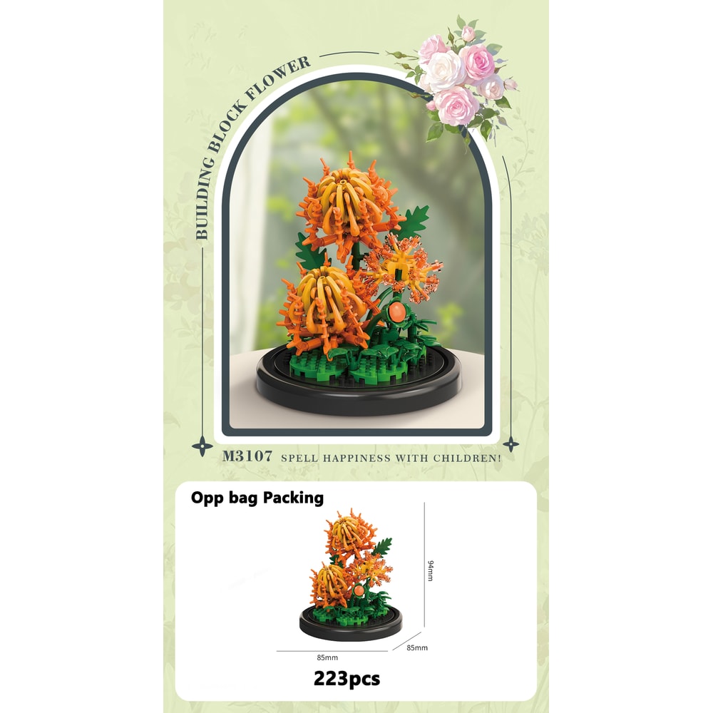 Eternal Flower Bouquet Bonsai Potted Plant Building Blocks Model Creative Puzzle Decoration for Home, Kids, and Gift