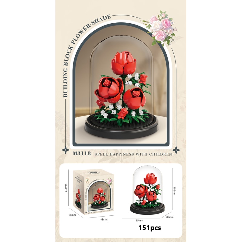 Eternal Flower Bouquet Bonsai Potted Plant Building Blocks Model Creative Puzzle Decoration for Home, Kids, and Gift