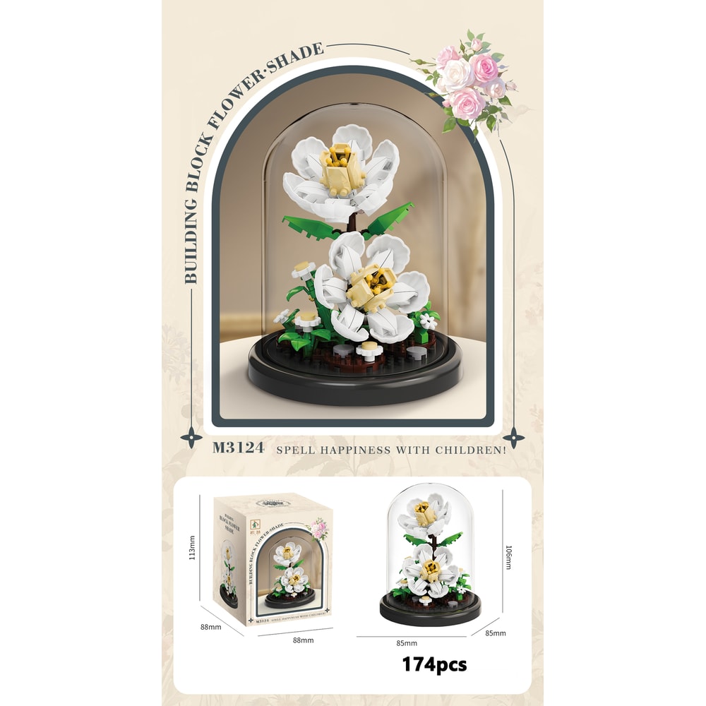 Eternal Flower Bouquet Bonsai Potted Plant Building Blocks Model Creative Puzzle Decoration for Home, Kids, and Gift