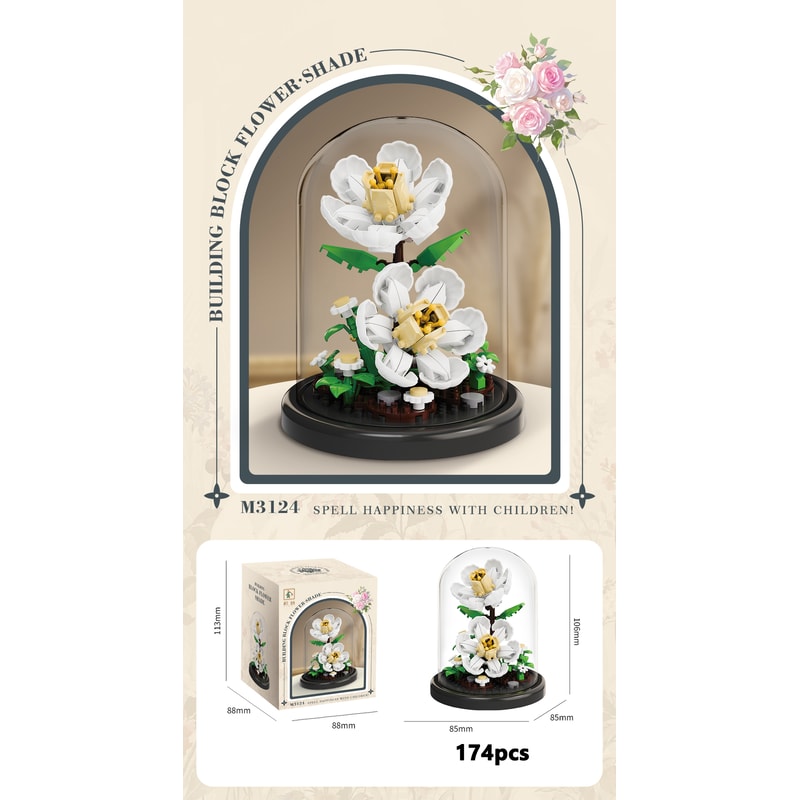 Eternal Flower Bouquet Bonsai Potted Plant Building Blocks Model Creative Puzzle Decoration for Home, Kids, and Gift