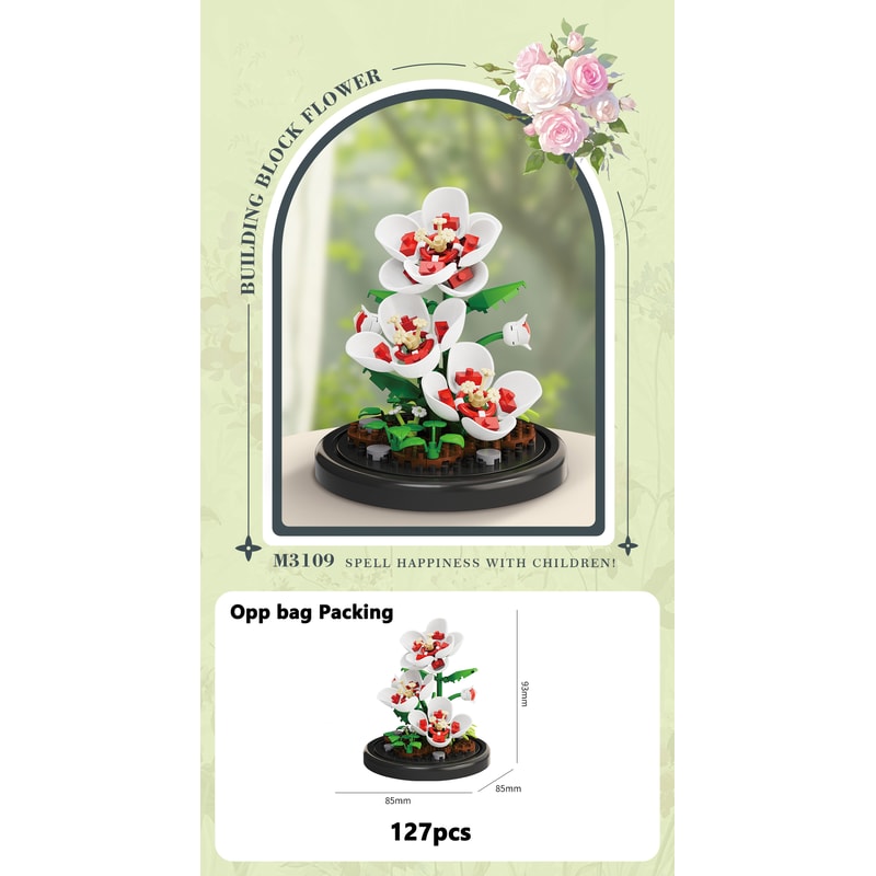 Eternal Flower Bouquet Bonsai Potted Plant Building Blocks Model Creative Puzzle Decoration for Home, Kids, and Gift