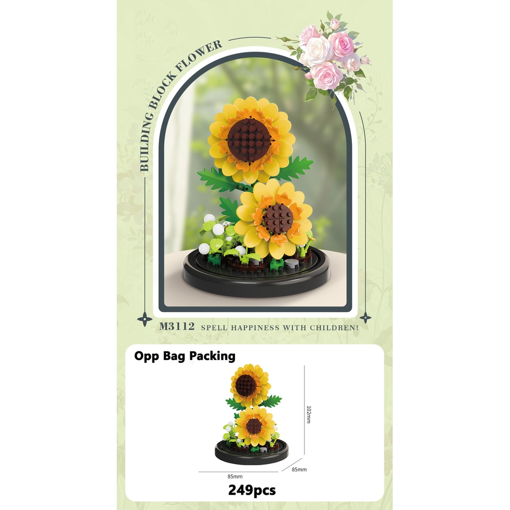 Eternal Flower Bouquet Bonsai Potted Plant Building Blocks Model Creative Puzzle Decoration for Home, Kids, and Gift