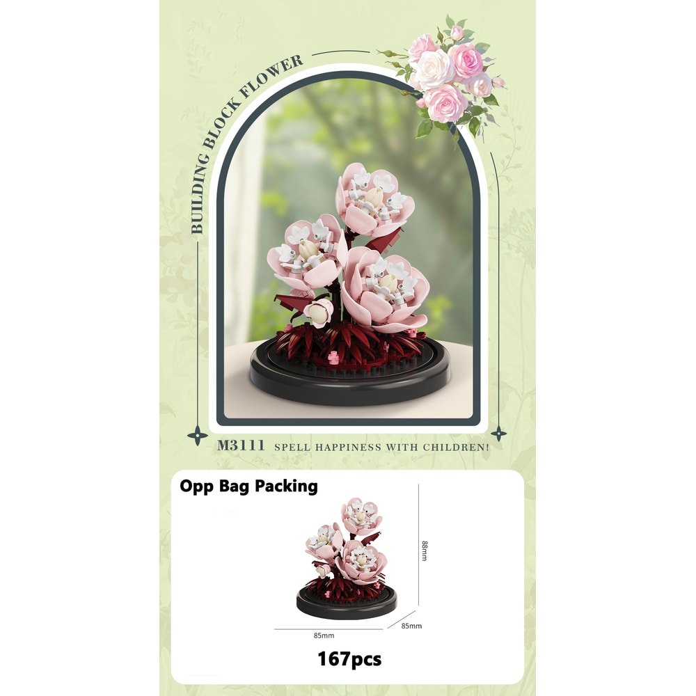Eternal Flower Bouquet Bonsai Potted Plant Building Blocks Model Creative Puzzle Decoration for Home, Kids, and Gift