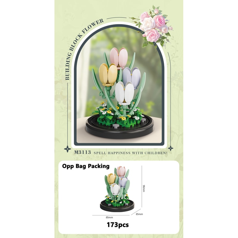 Eternal Flower Bouquet Bonsai Potted Plant Building Blocks Model Creative Puzzle Decoration for Home, Kids, and Gift