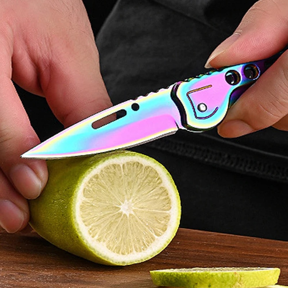 Folding Stainless Steel Fruit and Meat Cleaver Knife with Non Slip Handle Versatile Kitchen & Pocket Knife
