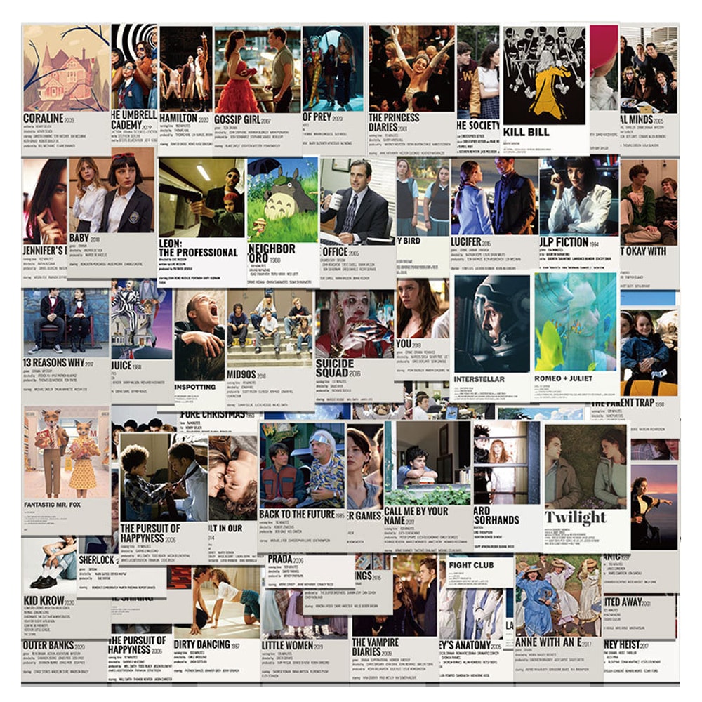 Classic Movie & Anime Stickers Set DIY Custom Decals for Phone, Laptop, Luggage, Car, and Scrapbook