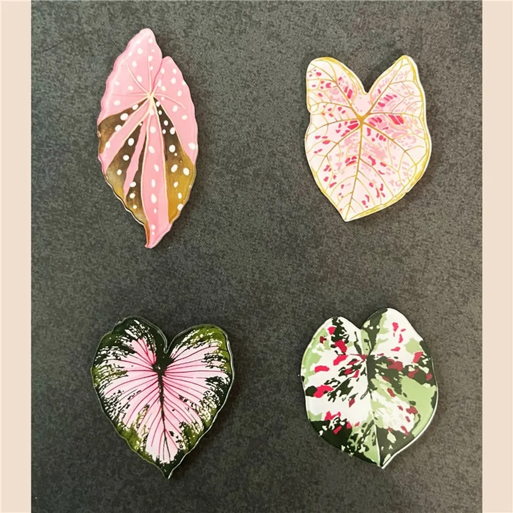 Kawaii Tropical Plant Refrigerator Magnets Begonia & Monstera Whiteboard Magnets for Home Decor