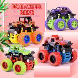pull back toy car inertial rotation four wheel drive off road suv racing vehicle for kids