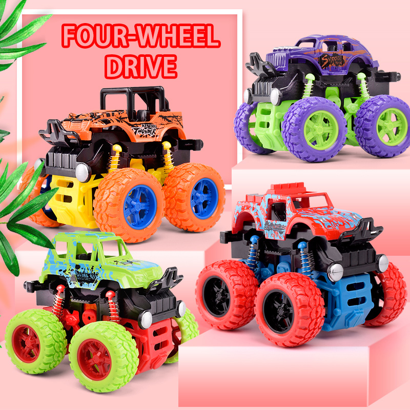 Pull Back Toy Car Inertial Rotation Four Wheel Drive Off Road SUV Racing Vehicle For Kids 0