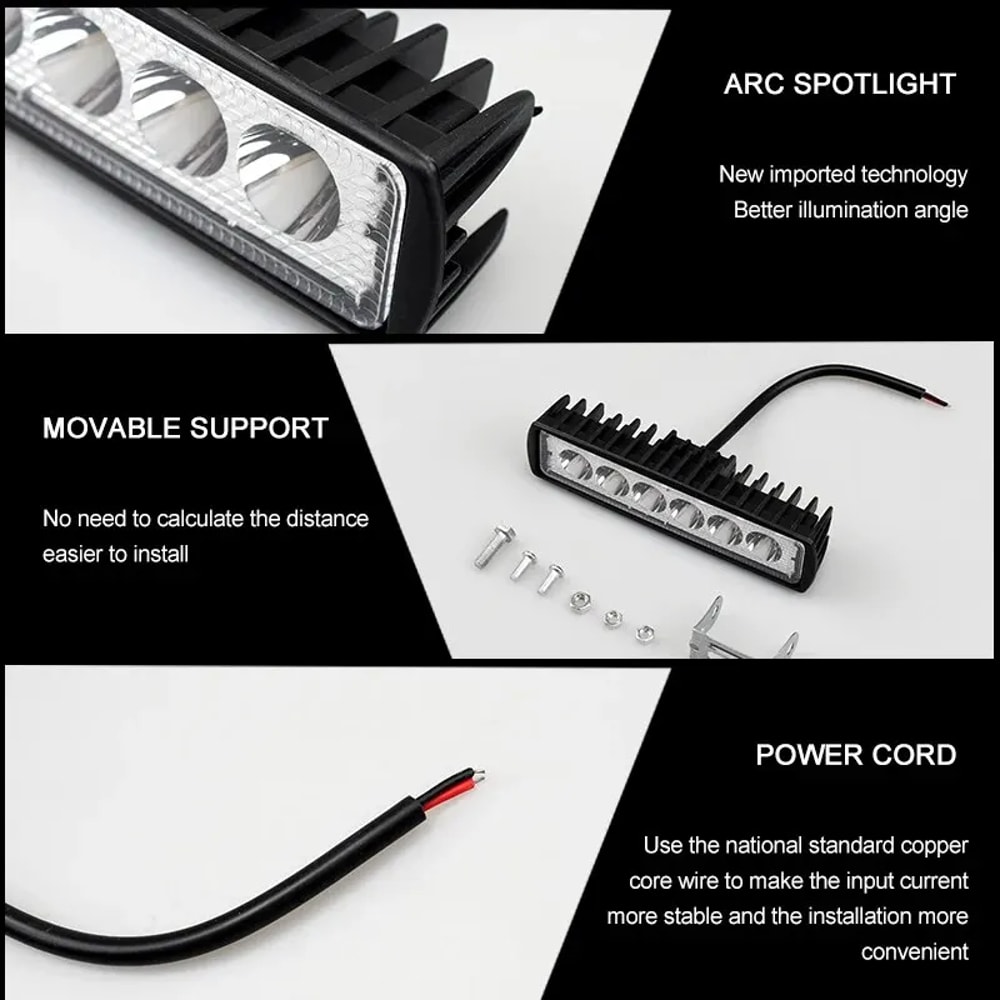 LED Car Work Light High Bright Offroad Fog Headlight for Trucks & Automobiles, DRL Driving Lamp