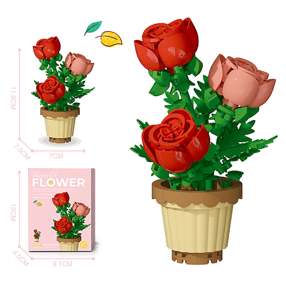 Creative Building Block Bouquet Eternal Rose Sunflower Plant Assembled Building Block Toy Gift 3