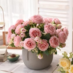 rose pink peony silk bouquet wedding & home decor artificial flower arrangement