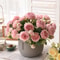 Rose Pink Peony Silk Bouquet Wedding Home Decor Artificial Flower Arrangement 0