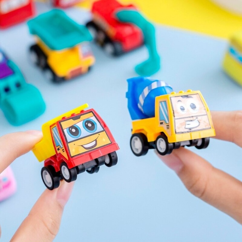 Mini Inertial Pull Back Engineering Car Set Fun Cartoon Cars For Kids Perfect Birthday Gift 2