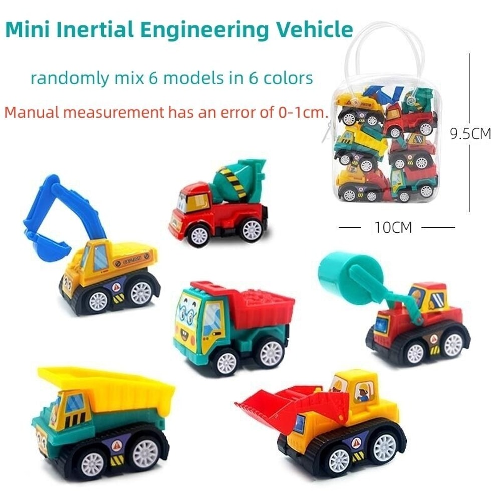 Mini Inertial Pull Back Engineering Car Set Fun Cartoon Cars For Kids Perfect Birthday Gift 5