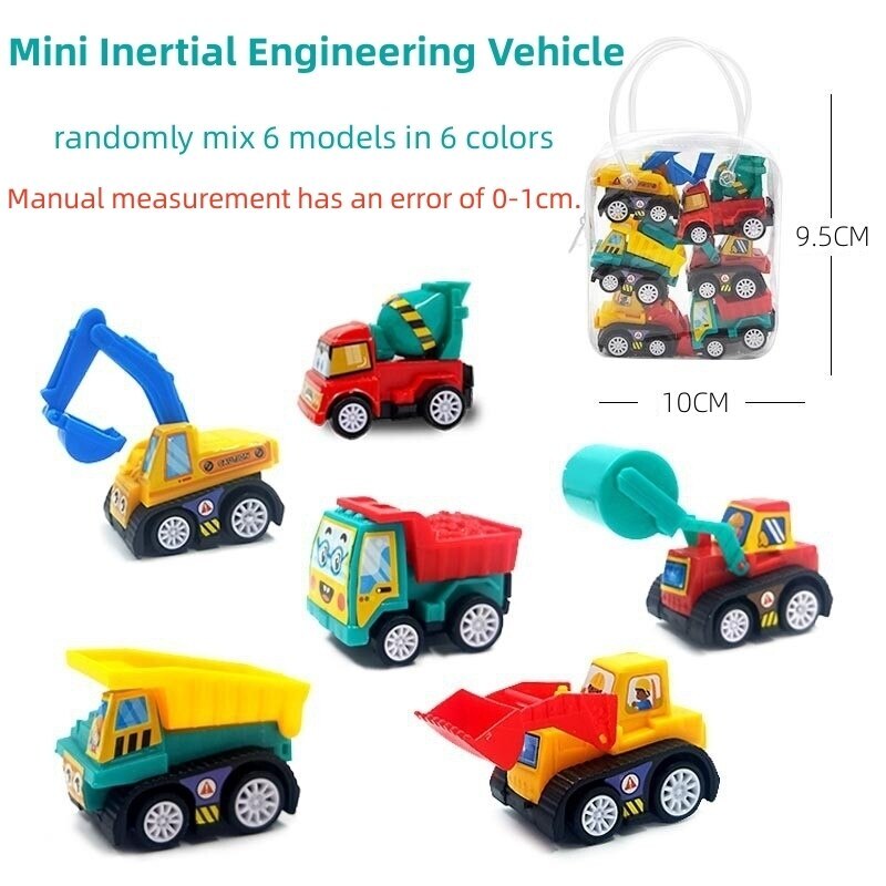 Mini Inertial Pull Back Engineering Car Set Fun Cartoon Cars For Kids Perfect Birthday Gift 5