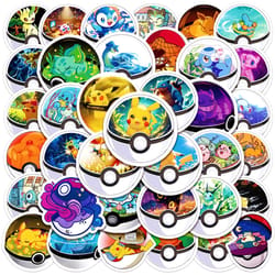 kawaii pokemon stickers waterproof pikachu, poke ball decals for kids laptops, skateboards & more