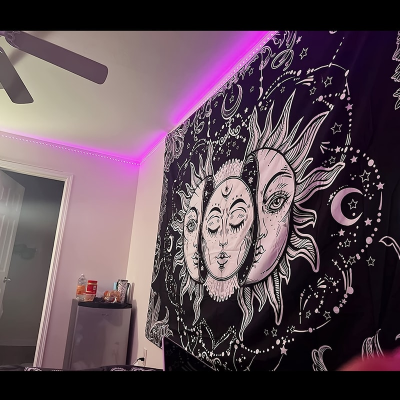 Sun and Moon Horoscope Tapestry Celestial Wall Art for Home Decor