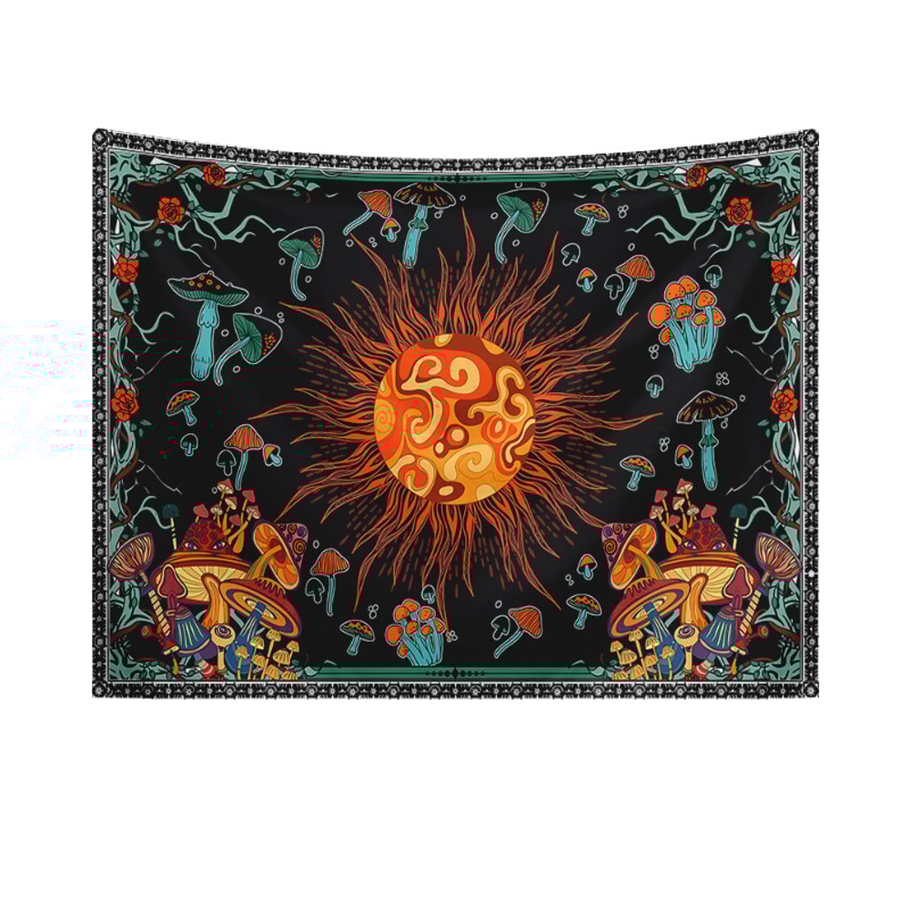 Sun and Moon Horoscope Tapestry Celestial Wall Art for Home Decor