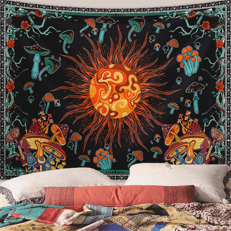 Sun and Moon Horoscope Tapestry Celestial Wall Art for Home Decor