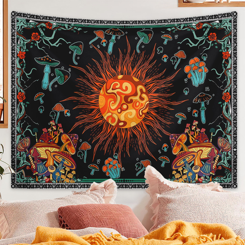 Sun and Moon Horoscope Tapestry Celestial Wall Art for Home Decor