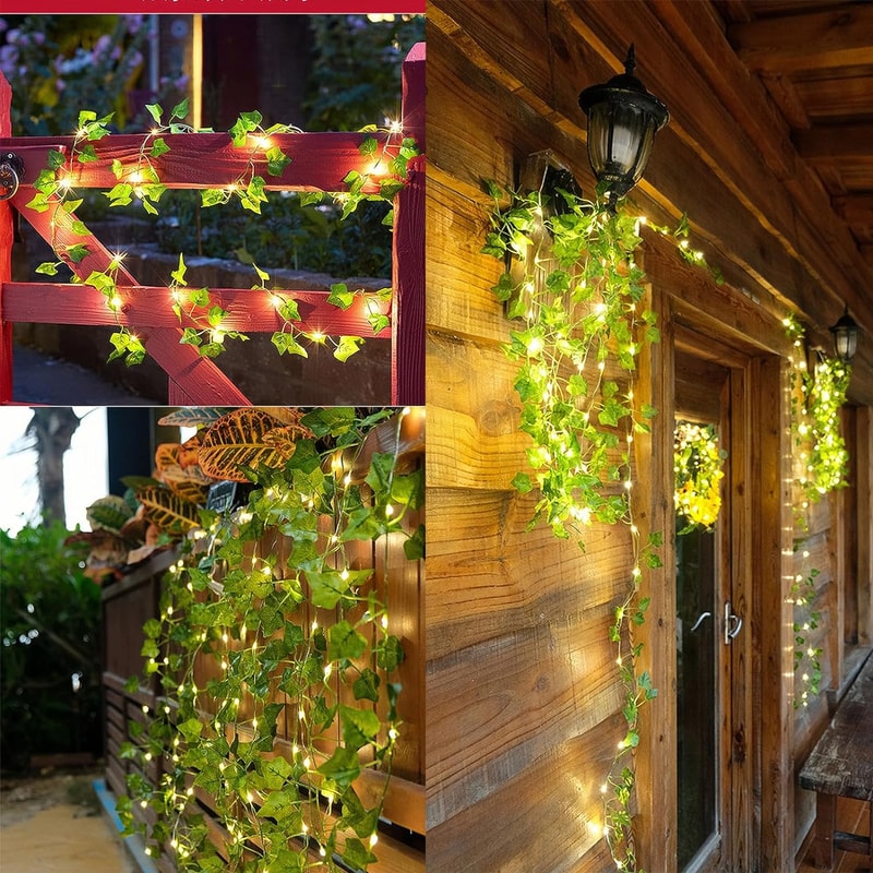 Green Leaf Artificial Ivy Vine String Lights Fairy Lights for Wedding, Party, Home, and Christmas Decor