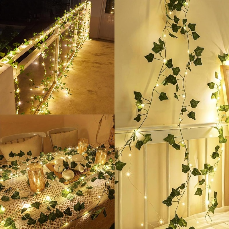 Green Leaf Artificial Ivy Vine String Lights Fairy Lights for Wedding, Party, Home, and Christmas Decor