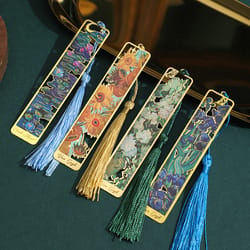 vintage floral tassel metal bookmark with hollow bronzing for book lovers, writers & students