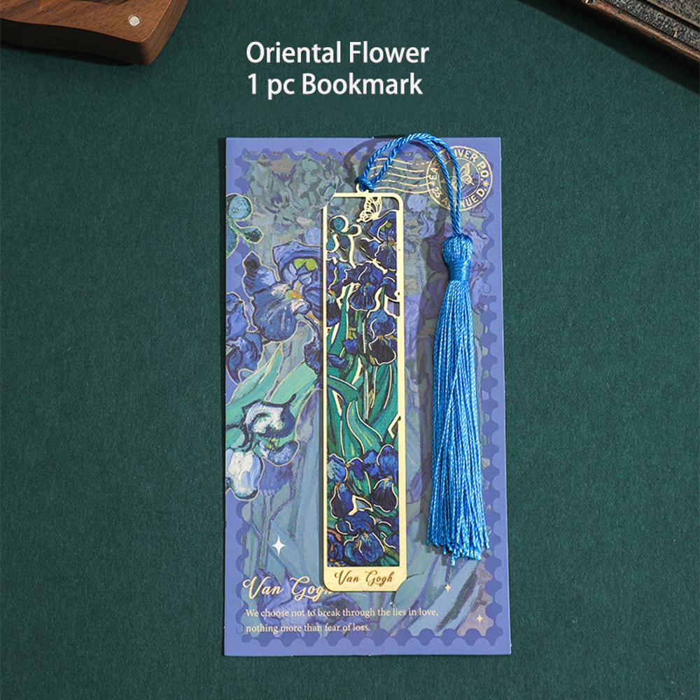 Vintage Floral Tassel Metal Bookmark with Hollow Bronzing for Book Lovers, Writers & Students