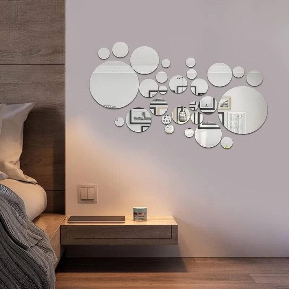 Acrylic Mirror Wall Sticker DIY Round Mirror For Bedroom Bathroom And TV Room Decor 2
