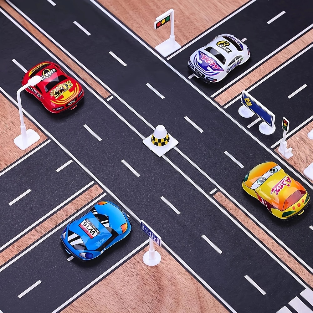Cartoon Reusable Road Stickers Black Road Tape for Kids Racing Parties