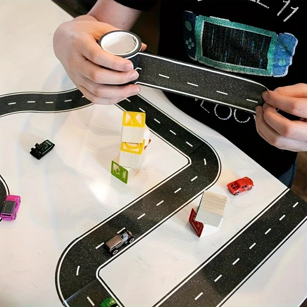 Cartoon Reusable Road Stickers Black Road Tape for Kids Racing Parties