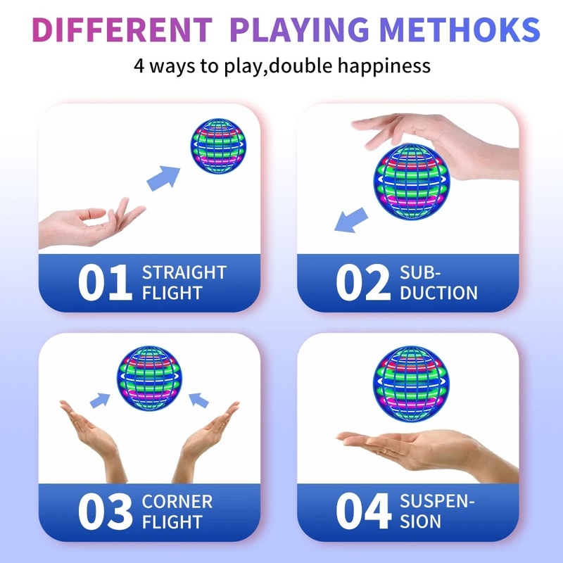 LED Flying Orb Ball Boomerang Hover Toy for Kids