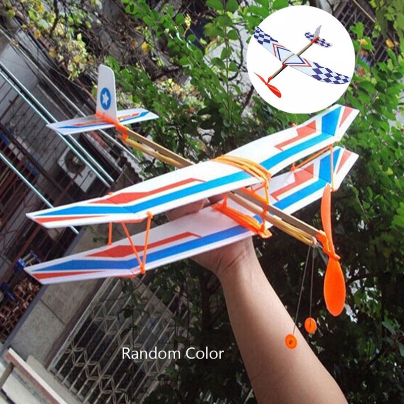 DIY Foam Glider Airplane Rubber Band Powered Kids Educational Flying Toy