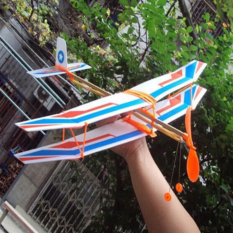 DIY Foam Glider Airplane Rubber Band Powered Kids Educational Flying Toy