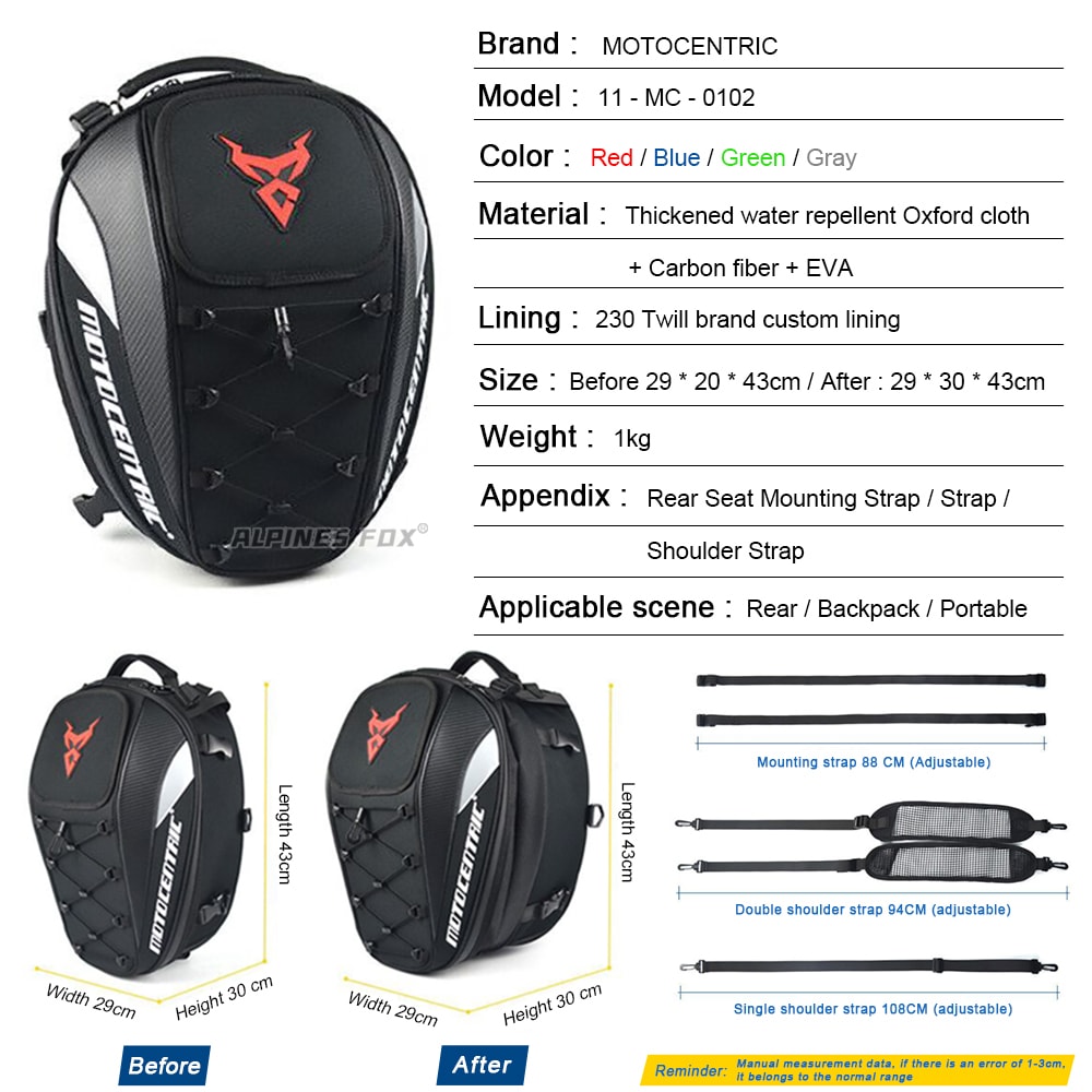 Waterproof Motorcycle Bag Rear Seat Tail Bag Helmet Backpack 2
