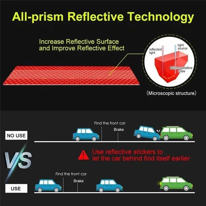 Reflective Car Stickers Anti Collision Warning Tape for Bumpers and Doors