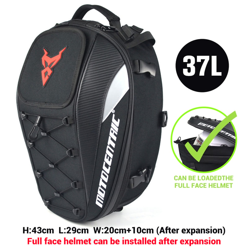 Waterproof Motorcycle Rear Seat Tail Bag Multi Functional Motorbike Backpack Helmet Carrier 4