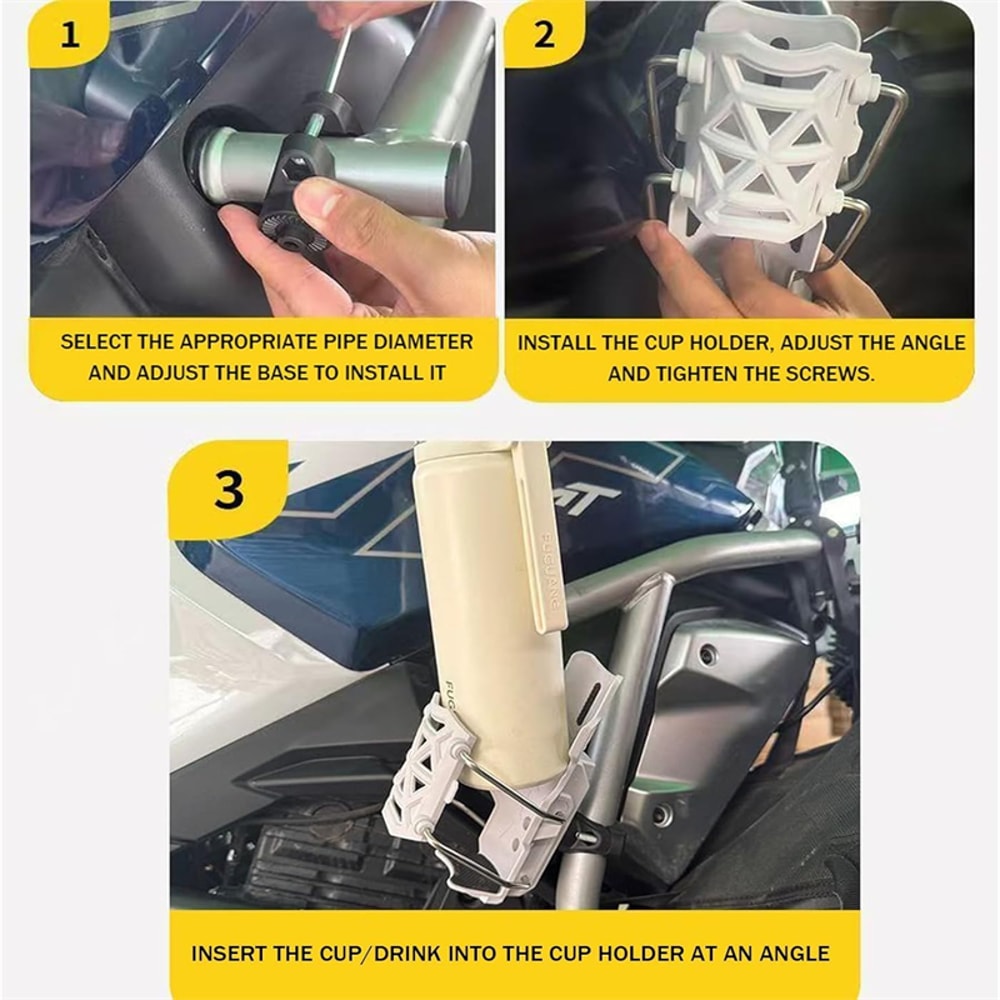 Adjustable Bike Cup Holder for Water Bottles Handlebar Mount for Cycling & Motorcycle