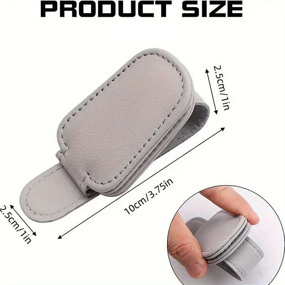 Magnetic Leather Sunglasses Holder Ticket Clip For Car Sunshades 4