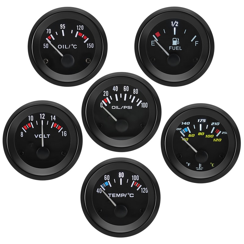 Car Gauge With Pod Holder For Gasoline Cars Water Temp Oil Temp Oil Pressure Voltage Fuel Level Me 0