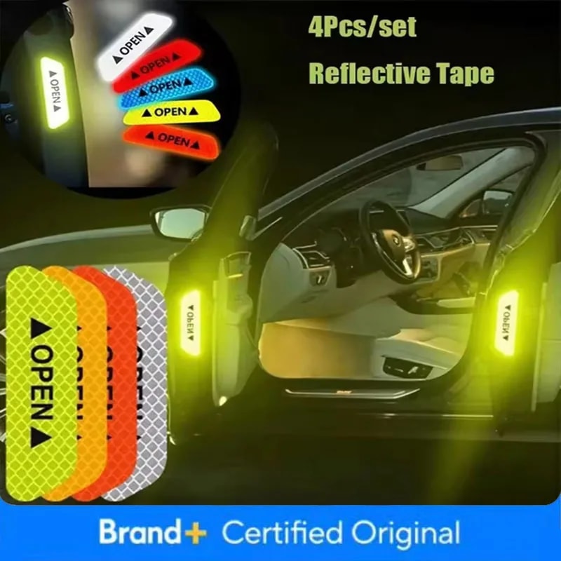 Night Reflective Car Door Sticker Safety Opening Warning Reflector Tape Decal For Exterior And Inte 0