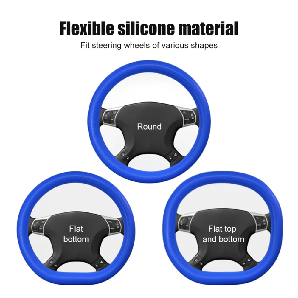 Universal Car Silicone Steering Wheel Cover Non Slip, Elastic Fit for Steering Wheels, Multi Color Car Decor