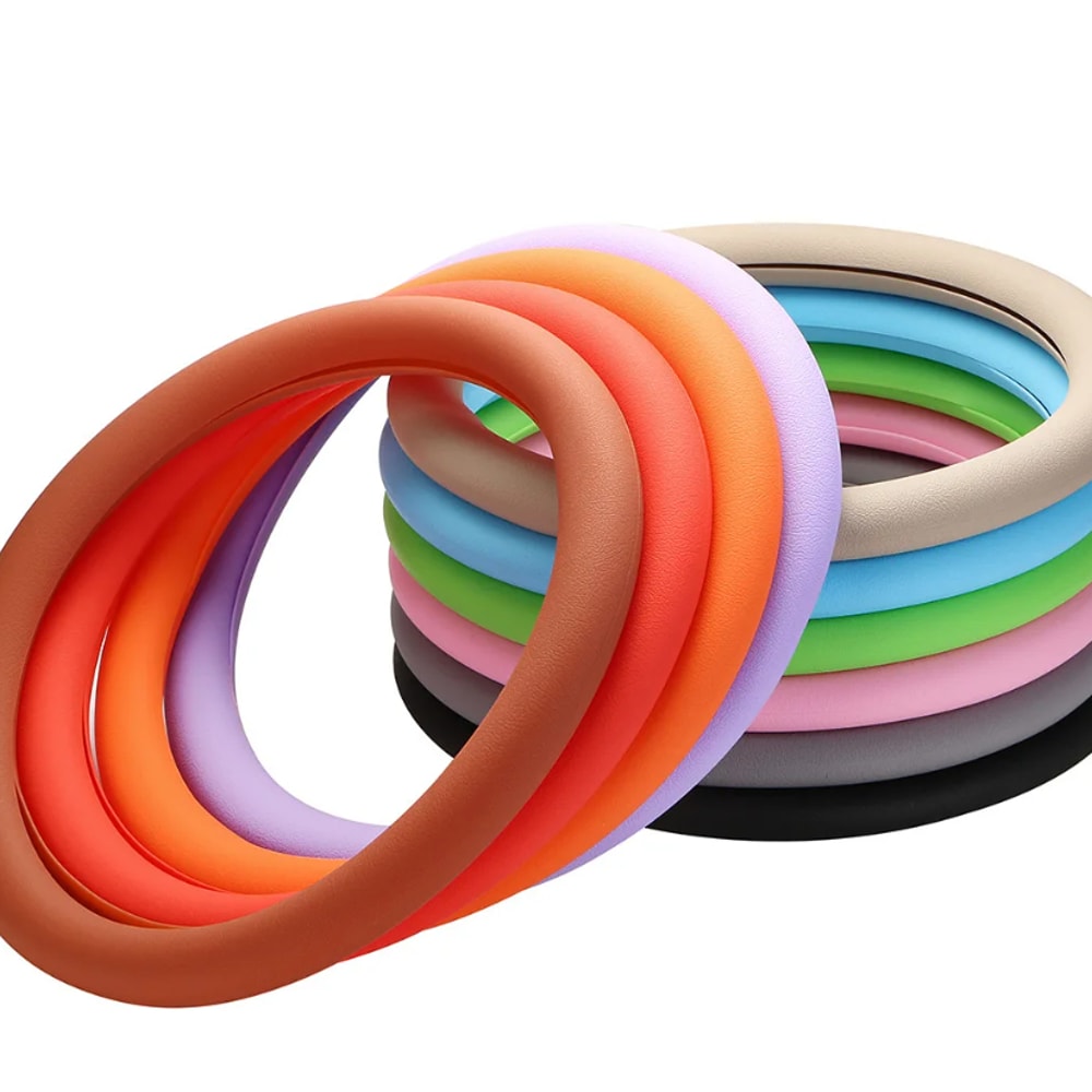 Universal Car Silicone Steering Wheel Cover Non Slip, Elastic Fit for Steering Wheels, Multi Color Car Decor