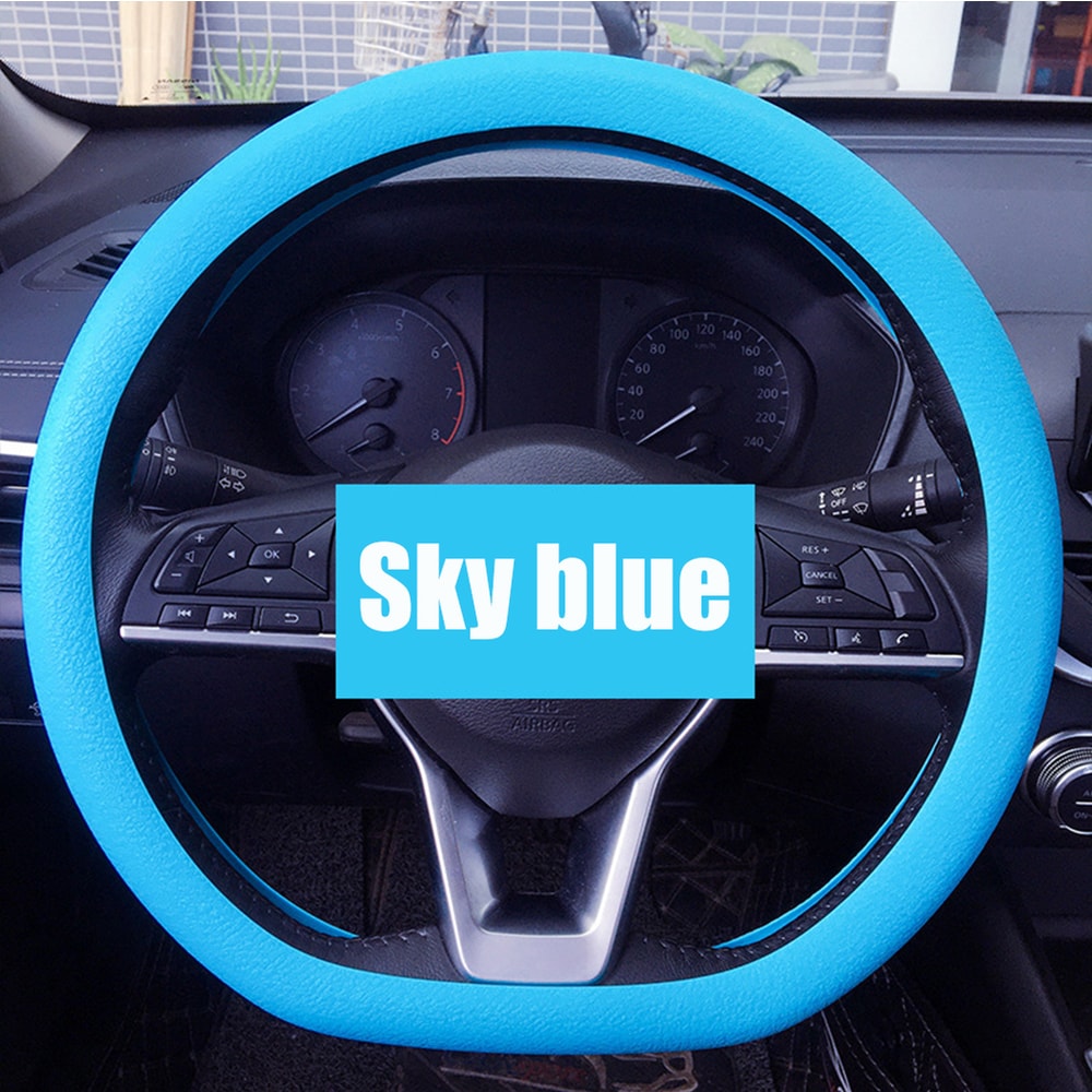 Universal Car Silicone Steering Wheel Cover Non Slip, Elastic Fit for Steering Wheels, Multi Color Car Decor