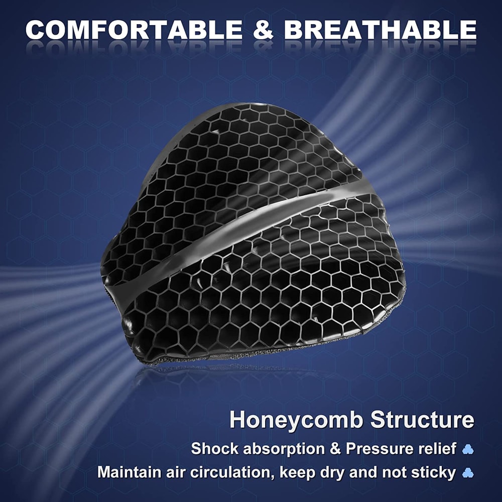Foldable Motorcycle Gel Seat Cushion Honeycomb Shock Absorbing Breathable Seat Pad For Maximum Comf 2